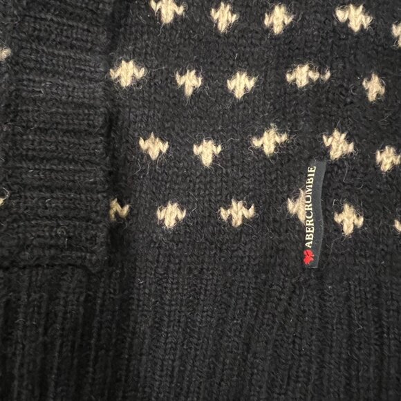 Abercrombie Fair Isle Muscle Wool Sweater, Black Gray, L - Picture 4 of 7